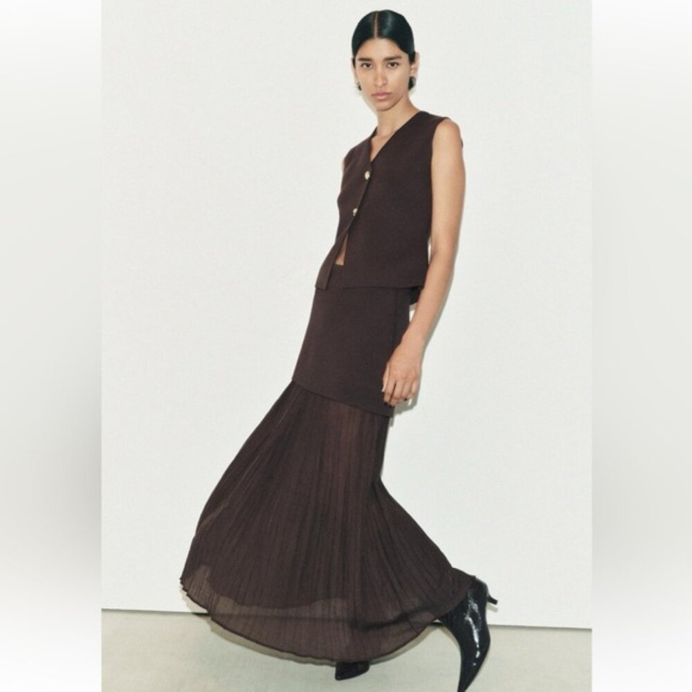 ZARA MIXED PLEATED KNIT SKIRT